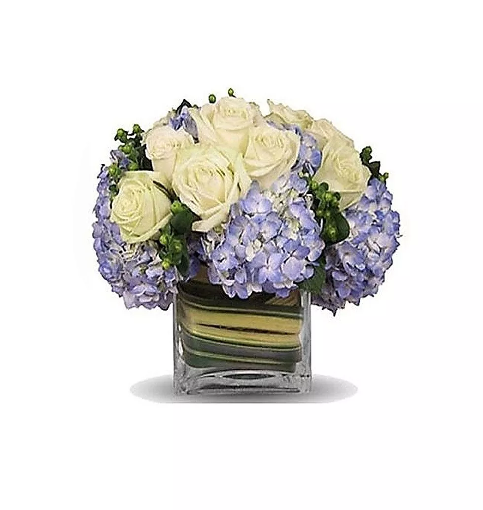 Elegant White and Blue Arrangement