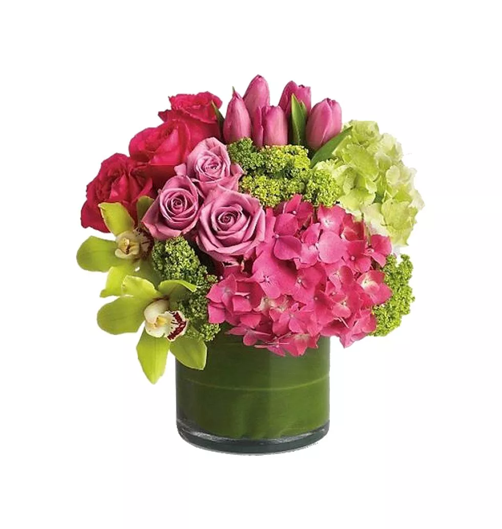 Pink and Green Floral Ensemble